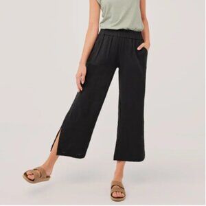 PACT Organic Cotton Coastal Gauze Daily Pull-on Cropped Pants French Navy Size L